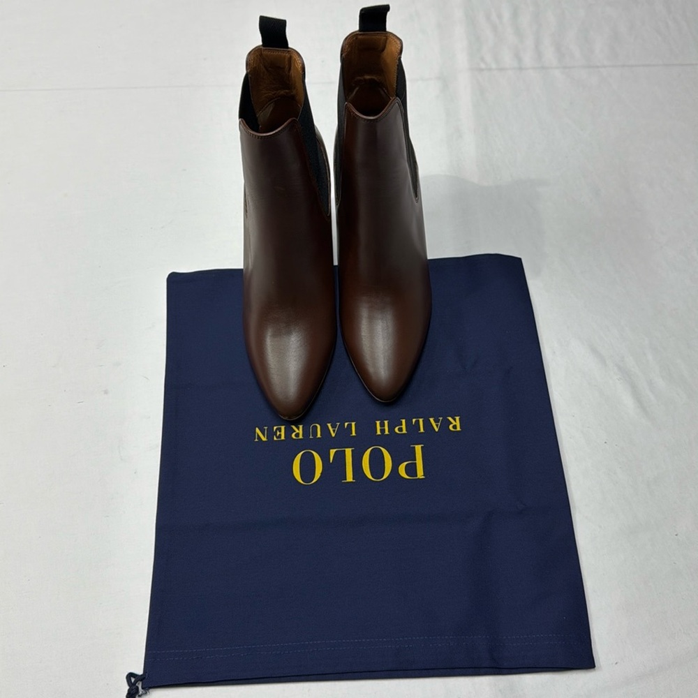 Polo Ralph Lauren Vachetta Calfskin Kitten-Heel Chelsea Boots made in Portugal.